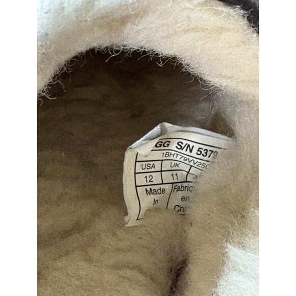 UGG ASCOT Mens Dark Brown Leather Lined Slippers Size 12 - Picture 4 of 6